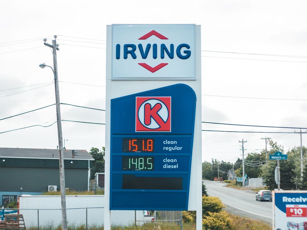 Close-up of an LED roadside fuel price board